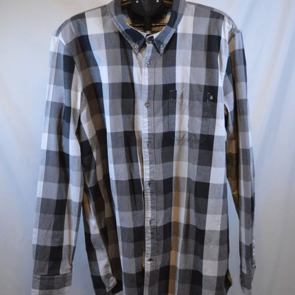 Timberland Men's Size XXL Black/White/Gray Buffalo Plaid Button Down Shirt - Picture 1 of 12